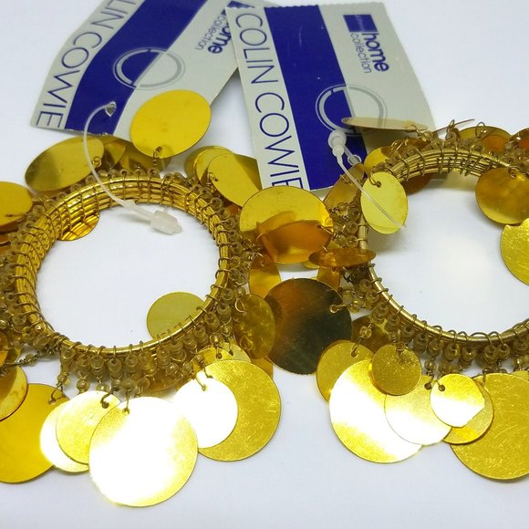 GOLD Beaded Sparkle Napkin Rings x 2 - NWT Colin Cowie for JC Penny - Picture 4 of 7